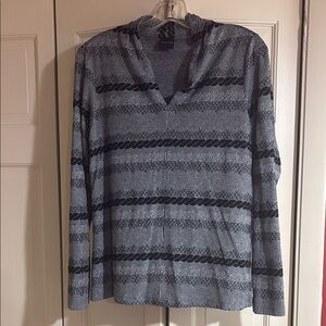 Madeline Black and Gray Patterned Top, 8, NWOT